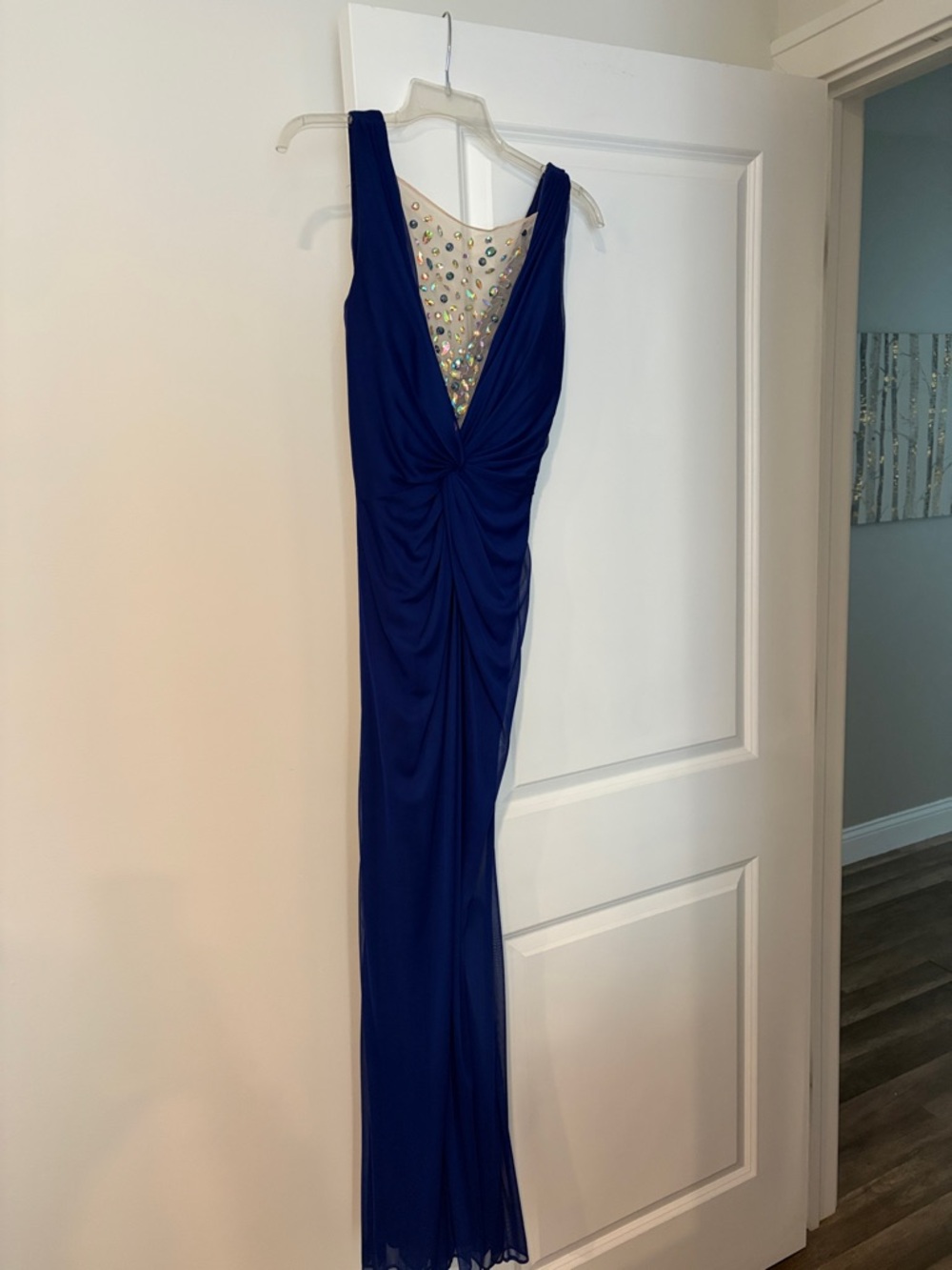 Royal Blue Gown with Crystal Illusion Bodice